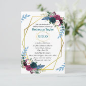 Florale Bloei Mod Vert Teal - 3x5 Bruiloftsfeest Kaart (Staand voorkant)