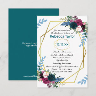 Florale Bloei Mod Vert Teal - 3x5 Bruiloftsfeest Kaart