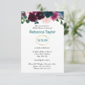 Florale Bloei Teal Verticaal - 3x5 Bruidsdouche Kaart (Staand voorkant)