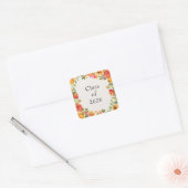 Florale Bloem Frame Klas van 2026 Aangepaste Stick Vierkante Sticker (Envelop)