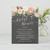 Florale Blush Confetti Krijtbord Bruiloftsborrel Kaart (Staand voorkant)