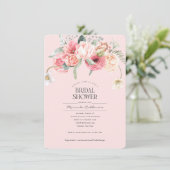 florale blush roze boho chic floral vrijgezellenfe kaart (Staand voorkant)