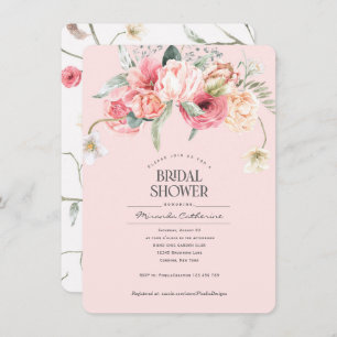 florale blush roze boho chic floral vrijgezellenfe kaart