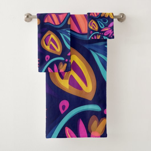 Florale Boho Abstract kleurrijk 11 Bad Handdoek (Insitu)