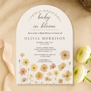 Florale Boho Baby In Bloom Baby Shower  Kaart