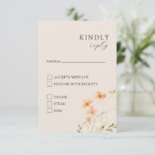 Florale Boho Met Maaltijden RSVP Kaart (Staand voorkant)