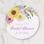 Florale Boho Zonnebloem Madelief Bruidsdouche Bedankjes Labels (Voorkant)
