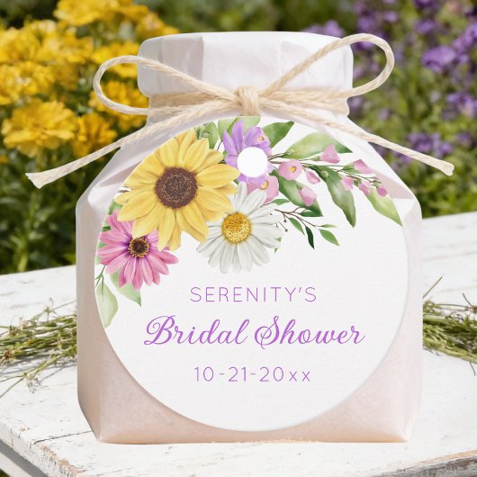 Florale Boho Zonnebloem Madelief Bruidsdouche Bedankjes Labels