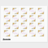 Florale Boho Zonnebloem Madelief Bruidsdouche Vierkante Sticker (Vel)