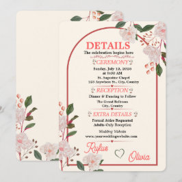 Florale Boog Bewerkbare Huwelijksdetailskaart Kaart