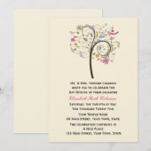 Florale boom, uitnodiging van Bat Mitzvah (Voorkant / Achterkant)