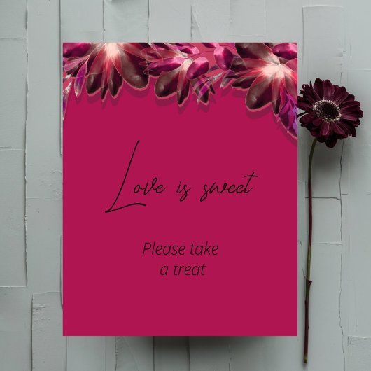 Florale bordeauxliefde is zoete bruiloftsdouche  poster