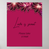 Florale bordeauxroze liefde is zoete bruiloft poster (Voorkant)