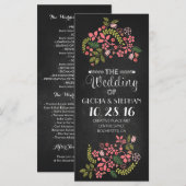 florale bordkaartjes voor bruiloft programmakaart (Voorkant / Achterkant)