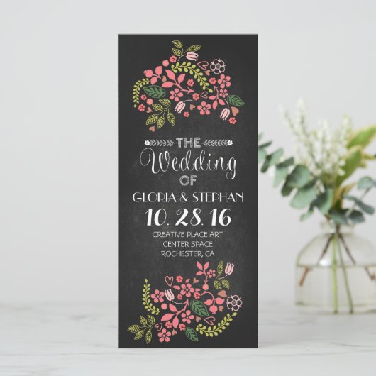 florale bordkaartjes voor bruiloft programmakaart (Staand voorkant)