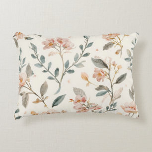 Florale Botanische Aquarel Bladeren Beige Geschild Accent Kussen