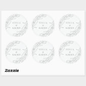 Florale botanische bladeren Tekenen van elegante m Ronde Sticker (Vel)