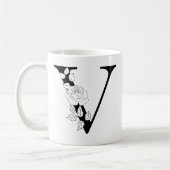 florale botanische flacon Letter V Monogram V Koffiemok (Links)