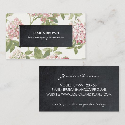 florale botanische hydrangea visitekaartje (Voorkant / Achterkant)