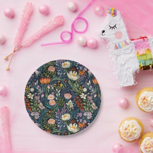 Florale botanische illustratie papieren bordje (Feest)