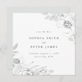 Florale botanische illustratie Save the date Squar Kaart (Voorkant / Achterkant)