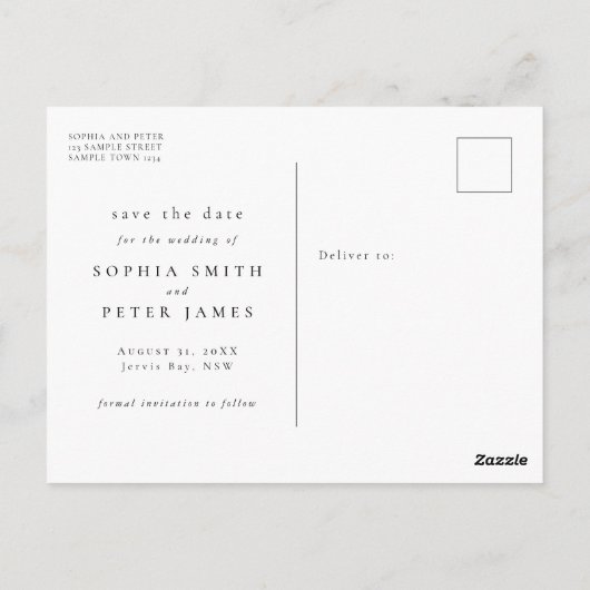 Florale botanische illustratie Sla de datum op Briefkaart (Achterkant)