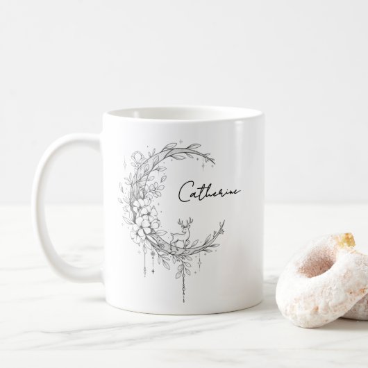 Florale Botanische Monogram | Aangepaste Tekst Ele Koffiemok (Met donut)