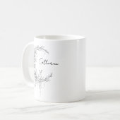 Florale Botanische Monogram | Aangepaste Tekst Ele Koffiemok (Voorkant links)