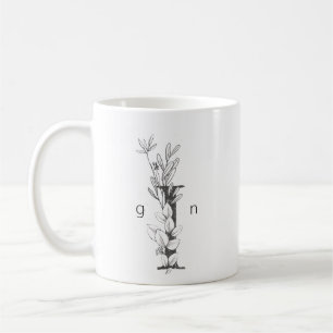 Florale Botanische Monogram Aangepaste Tekst Ele Koffiemok