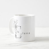 Florale Botanische Monogram "E" Aangepaste Tekst E Koffiemok (Voorkant links)