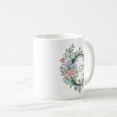 Florale Botanische Monogram | Elegante Aangepaste Koffiemok (Voorkant rechts)