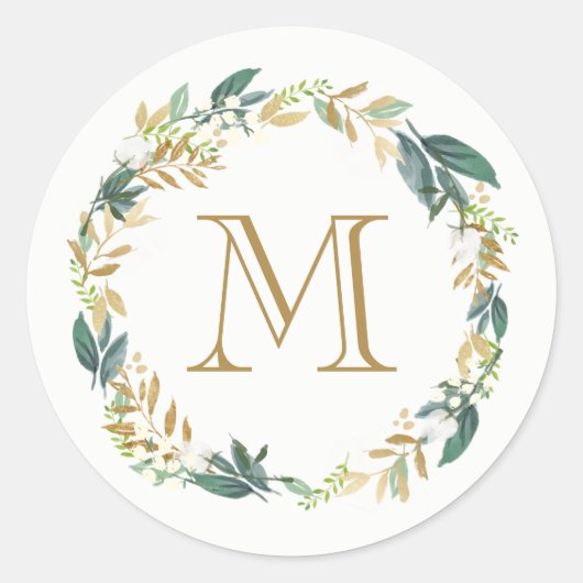 Florale botanische monogram sticker (Voorkant)