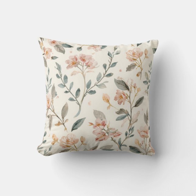Florale botanische waterverf bladeren beige geschi kussen (Voorkant)