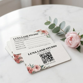 Florale Botanische Wimpernstudio QR-code Afsprakenkaartje