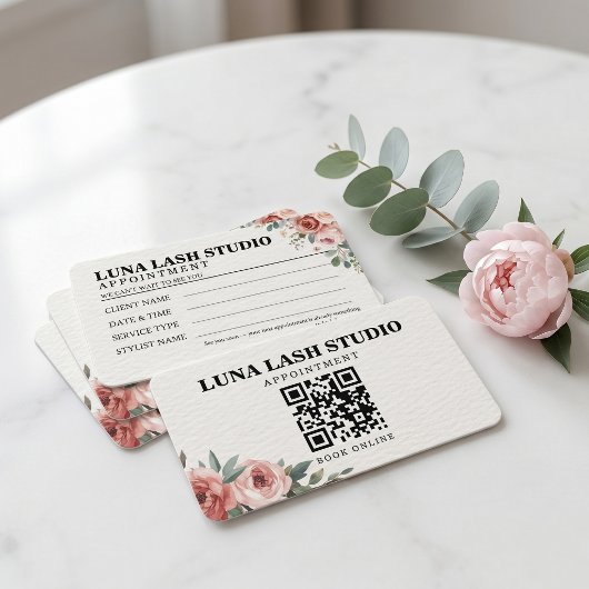 Florale Botanische Wimpernstudio QR-code Afsprakenkaartje