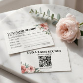 Florale Botanische Wimpernstudio QR-code Afsprakenkaartje