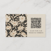 Florale Botanische Zwarte Ivoor Huwelijks RSVP QR Informatiekaartje (Achterkant)
