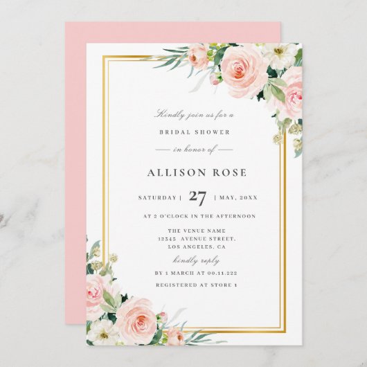 florale bridale douche - uitnodiging (Voorkant / Achterkant)