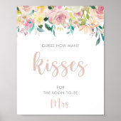 Florale Bruidsfeest Guess Hoeveel Kusjes Spel Poster (Voorkant)