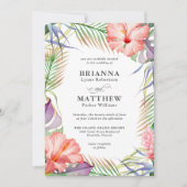 Florale bruiloft Hawaiian Luau Tropical Island Kaart (Voorkant)