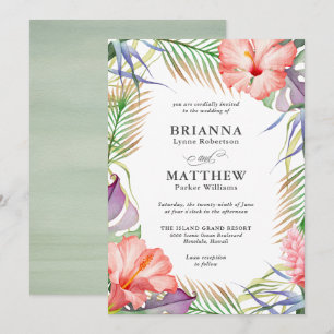 Florale bruiloft Hawaiian Luau Tropical Island Kaart