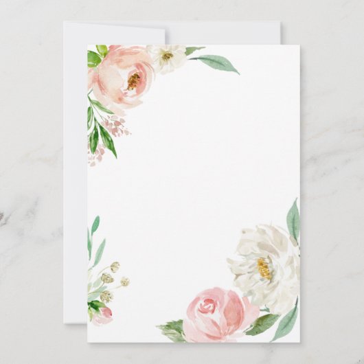 Florale bruiloft met Blush Pink en White Waterverf Kaart (Achterkant)