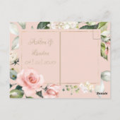 Florale bruiloft met blush Pink Gold Waterverf Briefkaart (Achterkant)
