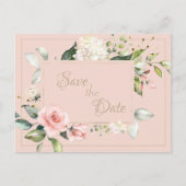 Florale bruiloft met blush Pink Gold Waterverf Briefkaart (Voorkant)