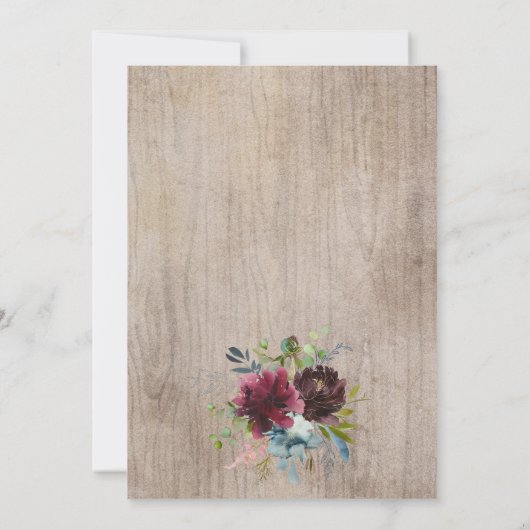 Florale bruiloft met de ringzegenmotor van de Bour Kaart (Achterkant)