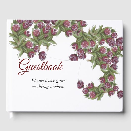 Florale bruiloft met rozen knoppen gastenboek (Voorkant)