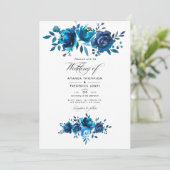 Florale bruiloft rond de marine en de witte Waterv Kaart (Staand voorkant)