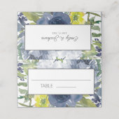 Florale bruiloft rond Navy Blue Yellow White Water Plaatskaartje (Buitenkant ongevouwen)