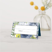 Florale bruiloft rond Navy Blue Yellow White Water Plaatskaartje (Voorkant)