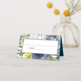 Florale bruiloft rond Navy Blue Yellow White Water Plaatskaartje